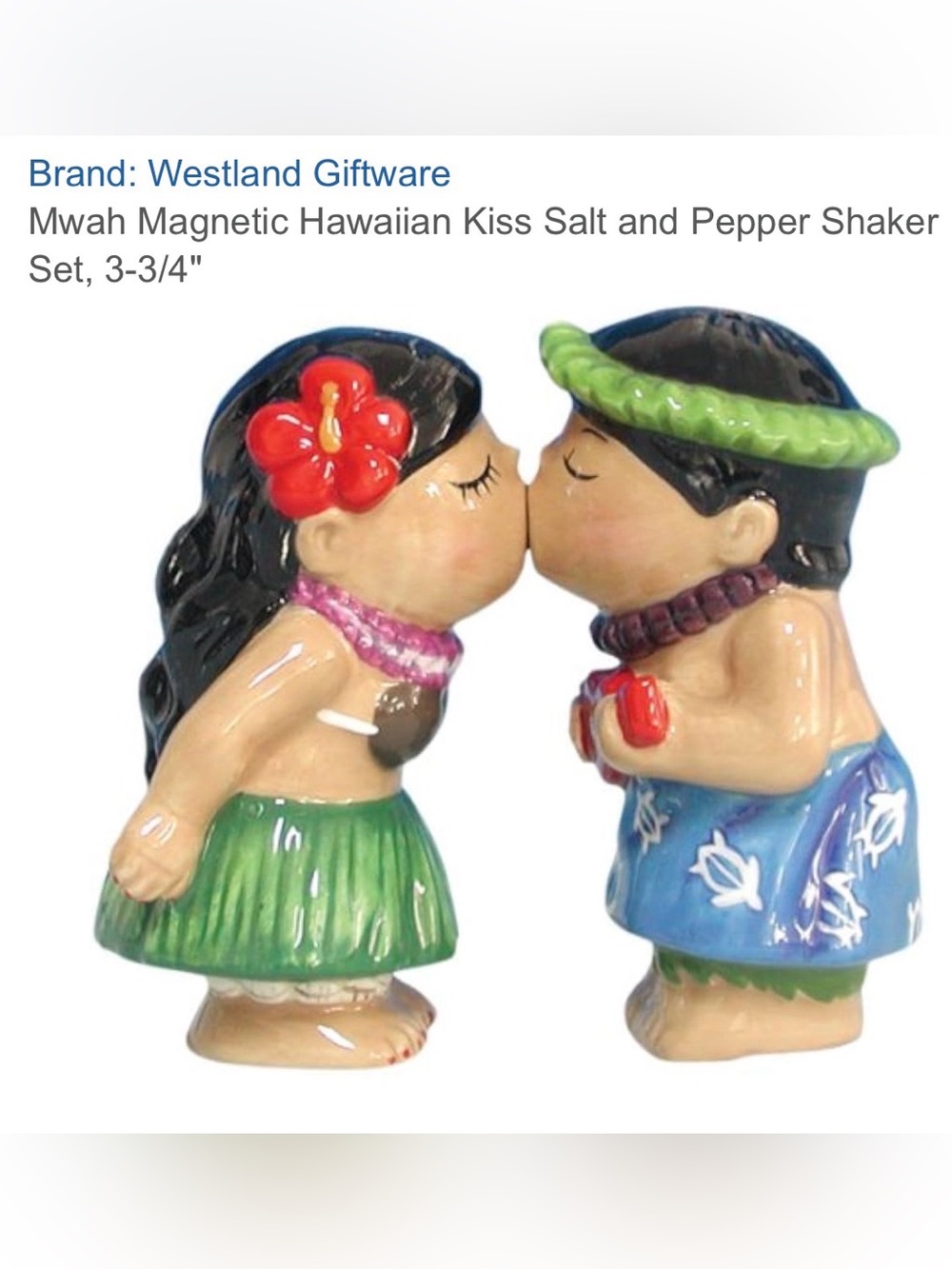 Westland Mwah Magnetic Hawaiian Kiss Salt and Pepper Shaker Set